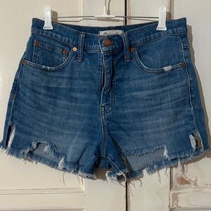 Madewell Distressed Blue Denim Shorts